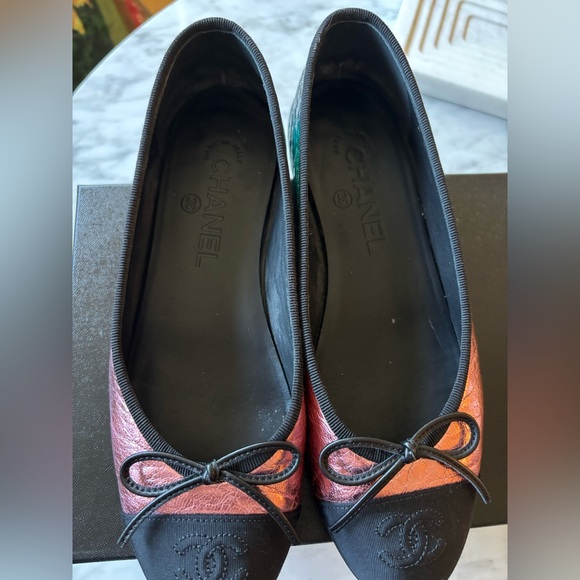 Chanel METIERS D’art 2020 Metallic Rainbow Calfskin Ballet Flats, size EU 36.5 - Picture 4 of 10